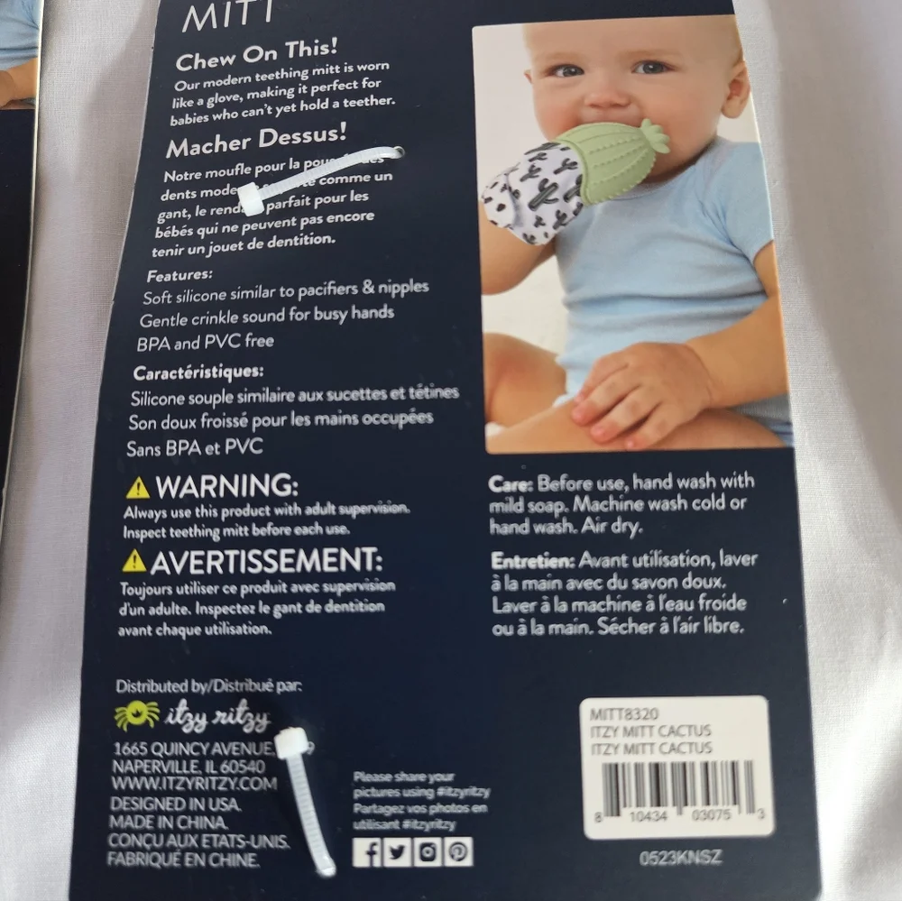 Itzy Ritzy Teal Dino Or Mint Cactus Wearable Silicone Teether Mitt NWT